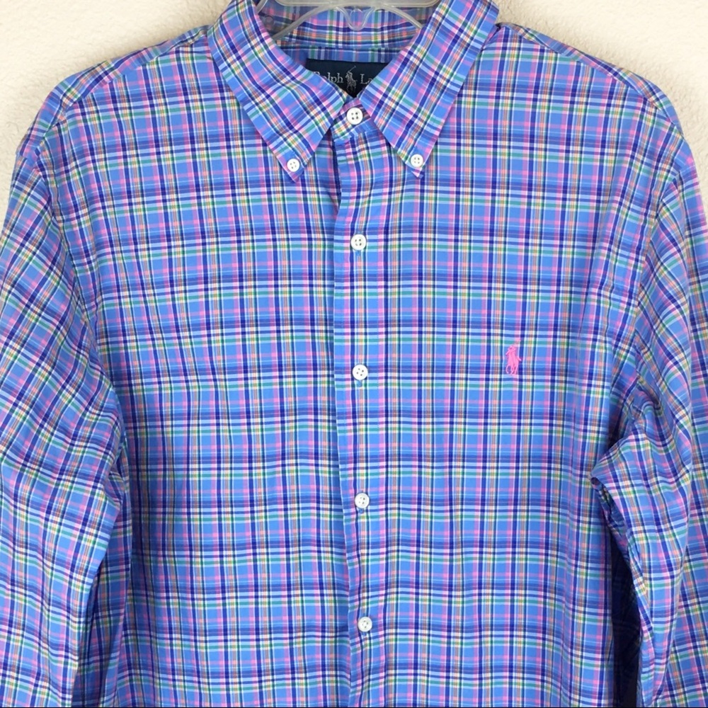 Ralph Lauren Plaid Blue Button Down Shirt